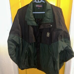 Vintage PGA Tour Large Mens Golf Full Zip Nylon Jacket Taiwan Green Black